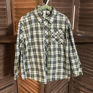 Green Plaid Kids Western Shirt